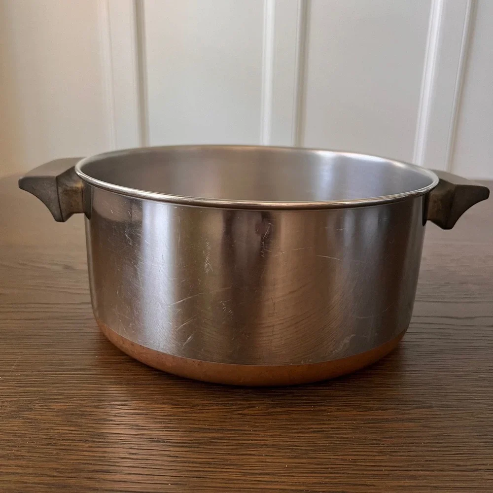 Revere Ware 4 1/2 Qt Stock Pot Copper Clad Bottom Stainless Steel Clinton IL USA